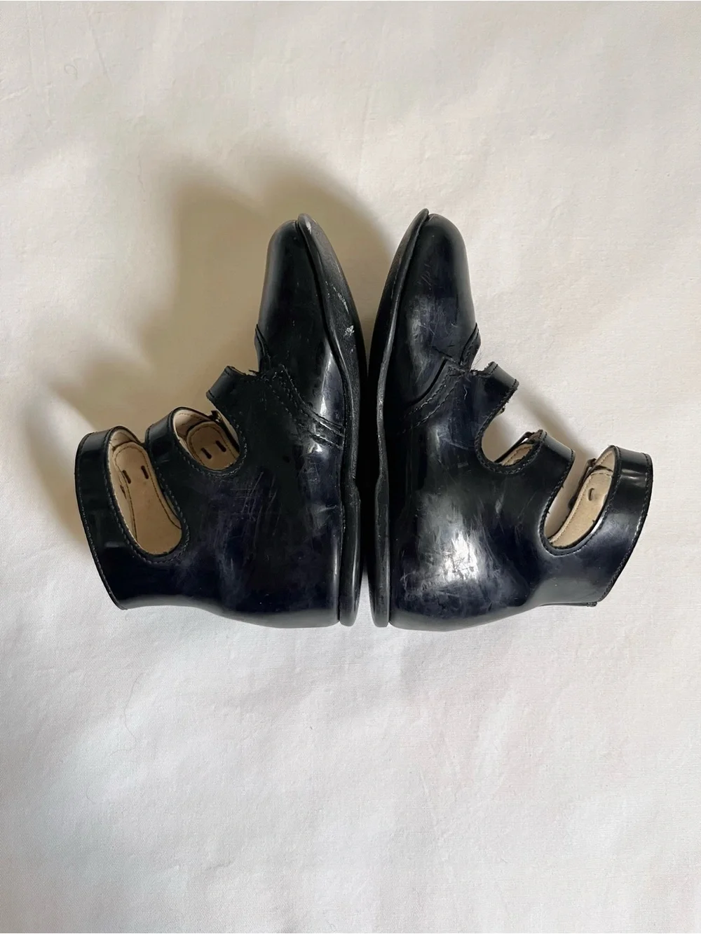 Vintage Black Patent Triple Buckle Toddler Mary Jane Boots